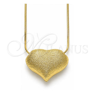 Collares con Dije 04.341.0124.18 Oro Laminado, Diseño de Corazón y Hueco, Mate, Tono Dorado (Grosor 01 MM, 18 Pulgadas de Largo)