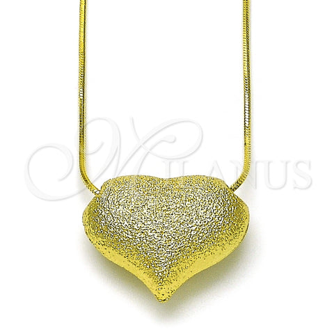Collares con Dije 04.341.0124.18 Oro Laminado, Diseño de Corazón y Hueco, Mate, Tono Dorado (01 MM Thickness, 18 Inches Length)