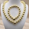 Collar y Pulsera 06.341.0010.1 Oro Laminado, Diseño de Bola y Corazón, Pulido, Tono Dorado