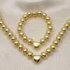 Collar y Pulsera 06.341.0010.1 Oro Laminado, Diseño de Bola y Corazón, Pulido, Tono Dorado
