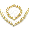 Collar y Pulsera 06.341.0010.1 Oro Laminado, Diseño de Bola y Corazón, Pulido, Tono Dorado