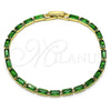Pulsera Tennis 03.283.0354.3.07 Oro Laminado, Diseño de Baguette, con Verde Zirconia Cubica, Pulido, Tono Dorado (03 MM Thickness, 7 Inches Length)