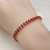 Pulsera Tennis 03.283.0355.2.07 Oro Laminado, Diseño de Cluster, con Granate Zirconia Cubica, Pulido, Tono Dorado (06 MM Thickness, 7 Inches Length)