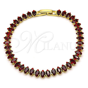 Pulsera Tennis 03.283.0355.2.07 Oro Laminado, Diseño de Cluster, con Granate Zirconia Cubica, Pulido, Tono Dorado (06 MM Thickness, 7 Inches Length)