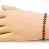 Pulsera Tennis 03.283.0355.4.07 Oro Laminado, Diseño de Cluster, con Zafiro Azul Zirconia Cubica, Pulido, Tono Dorado (06 MM Thickness, 7 Inches Length)