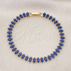 Pulsera Tennis 03.283.0355.4.07 Oro Laminado, Diseño de Cluster, con Zafiro Azul Zirconia Cubica, Pulido, Tono Dorado (06 MM Thickness, 7 Inches Length)