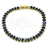 Pulsera Tennis 03.283.0355.4.07 Oro Laminado, Diseño de Cluster, con Zafiro Azul Zirconia Cubica, Pulido, Tono Dorado (06 MM Thickness, 7 Inches Length)