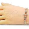 Pulsera Elegante 03.411.0015.1.07 Oro Laminado, Diseño de San Judas y Oja, con Blanca Zirconia Cubica, Pulido, Tres Tonos (05 MM Thickness, 7 Inches Length)