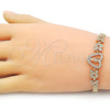 Pulsera Elegante 03.411.0017.1.07 Oro Laminado, Diseño de San Judas y Corazón, con Blanca Zirconia Cubica, Pulido, Tres Tonos (05 MM Thickness, 7 Inches Length)