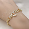 Pulsera Elegante 03.411.0017.1.07 Oro Laminado, Diseño de San Judas y Corazón, con Blanca Zirconia Cubica, Pulido, Tres Tonos (05 MM Thickness, 7 Inches Length)