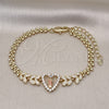 Pulsera Elegante 03.411.0017.1.07 Oro Laminado, Diseño de San Judas y Corazón, con Blanca Zirconia Cubica, Pulido, Tres Tonos (05 MM Thickness, 7 Inches Length)