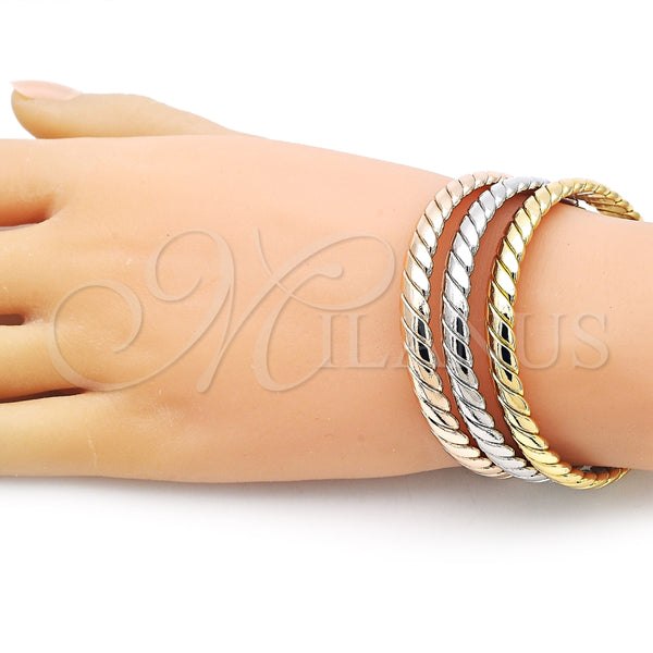 Aro Trio 07.170.0030 Oro Laminado, Diseño de Torcido, Pulido, Tres Tonos (07 MM Thickness, One size fits all)