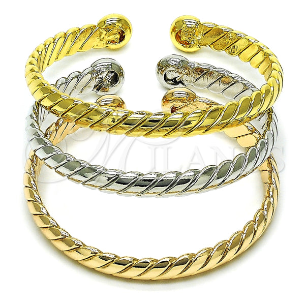 Aro Trio 07.170.0030 Oro Laminado, Diseño de Torcido, Pulido, Tres Tonos (07 MM Thickness, One size fits all)