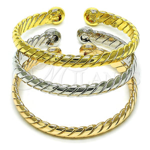 Aro Trio 07.170.0030 Oro Laminado, Diseño de Torcido, Pulido, Tres Tonos (07 MM Thickness, One size fits all)