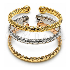 Aro Trio 07.170.0030 Oro Laminado, Diseño de Torcido, Pulido, Tres Tonos (Grosor 07 MM, Talla Unica)