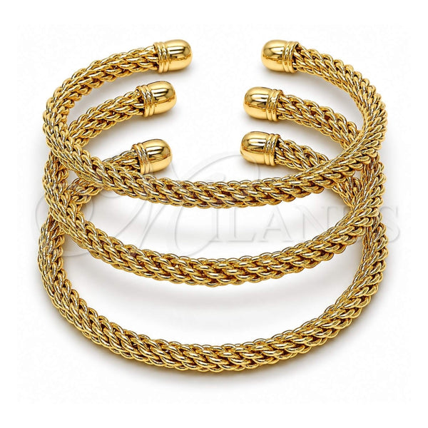Aro Trio 07.170.0012.1 Oro Laminado, Diseño de Torcido y Rope, Pulido, Tono Dorado (Grosor 05 MM, Talla Unica)