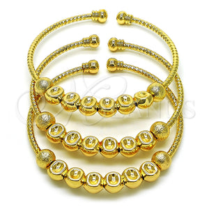 Aro Trio 07.170.0018.1 Oro Laminado, Diseño de Bola, Diamantado, Tono Dorado (03 MM Thickness, One size fits all)
