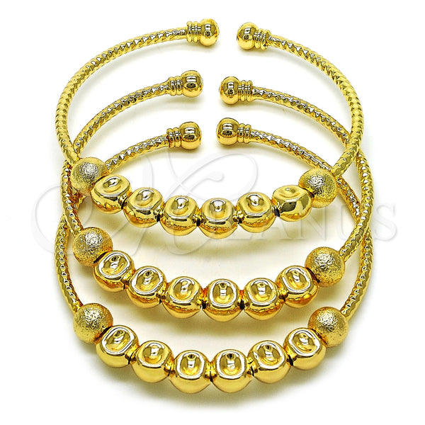 Aro Trio 07.170.0018.1 Oro Laminado, Diseño de Bola, Diamantado, Tono Dorado (03 MM Thickness, One size fits all)