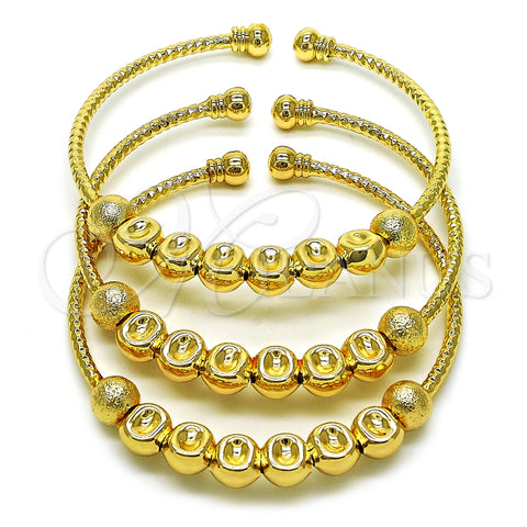 Aro Trio 07.170.0018.1 Oro Laminado, Diseño de Bola, Diamantado, Tono Dorado (03 MM Thickness, One size fits all)