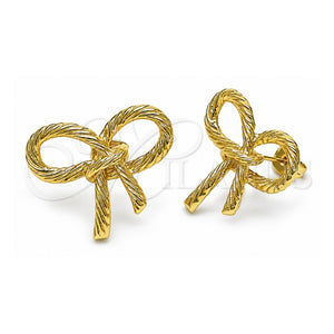 Arete Dormilona 02.341.0207 Oro Laminado, Diseño de Arco y Torcido, Diamantado, Tono Dorado