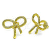 Arete Dormilona 02.341.0207 Oro Laminado, Diseño de Arco y Torcido, Diamantado, Tono Dorado