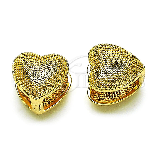 Argolla Huggie 02.418.0002.14 Oro Laminado, Diseño de Corazón, Diamantado, Tono Dorado