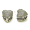 Argolla Huggie 02.418.0002.1.14 Rodio Laminado, Diseño de Corazón, Diamantado, Rodinado
