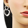Arete Dormilona 02.418.0003.1 Rodio Laminado, Diseño de Corazón, Pulido, Rodinado