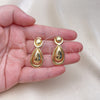 Arete Dormilona 02.418.0004 Oro Laminado, Diseño de Gota, Pulido, Tono Dorado
