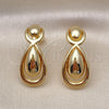 Arete Dormilona 02.418.0004 Oro Laminado, Diseño de Gota, Pulido, Tono Dorado