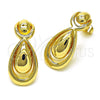 Arete Dormilona 02.418.0004 Oro Laminado, Diseño de Gota, Pulido, Tono Dorado