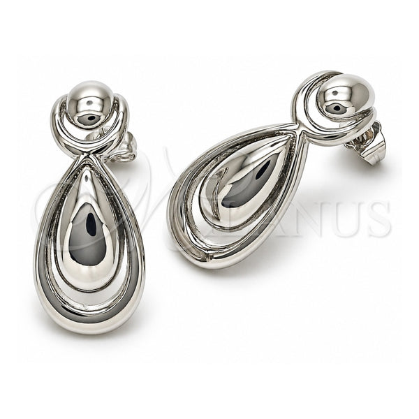 Arete Dormilona 02.418.0004.1 Oro Laminado Blanco, Diseño de Gota, Pulido, Rodinado