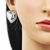 Arete Dormilona 02.418.0005.1 Rodio Laminado, Diseño de Corazón, Pulido, Rodinado