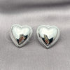 Arete Dormilona 02.418.0005.1 Rodio Laminado, Diseño de Corazón, Pulido, Rodinado