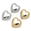 Arete Dormilona 02.418.0005.1 Rodio Laminado, Diseño de Corazón, Pulido, Rodinado