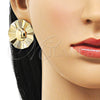 Arete Dormilona 02.385.0058 Oro Laminado, Diseño de Sol, Diamantado, Tono Dorado