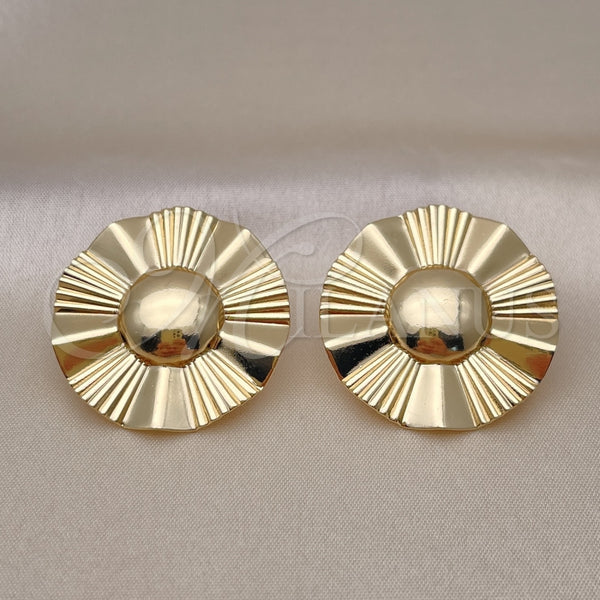 Arete Dormilona 02.385.0058 Oro Laminado, Diseño de Sol, Diamantado, Tono Dorado