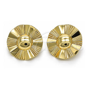 Arete Dormilona 02.385.0058 Oro Laminado, Diseño de Sol, Diamantado, Tono Dorado