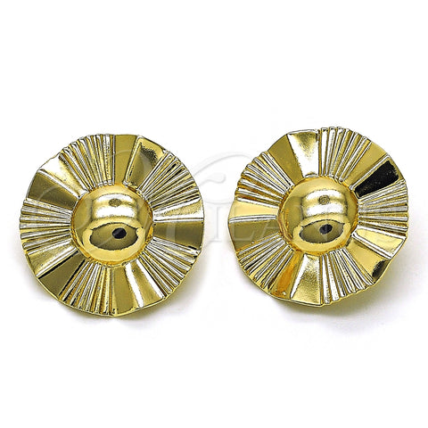 Arete Dormilona 02.385.0058 Oro Laminado, Diseño de Sol, Diamantado, Tono Dorado