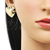 Arete Dormilona 02.213.0669 Oro Laminado, Diseño de Corazón y Hueco, Pulido, Tono Dorado
