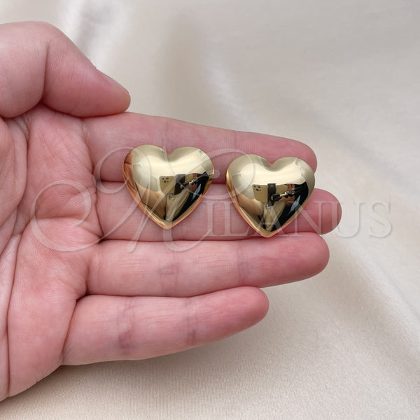 Arete Dormilona 02.213.0669 Oro Laminado, Diseño de Corazón y Hueco, Pulido, Tono Dorado