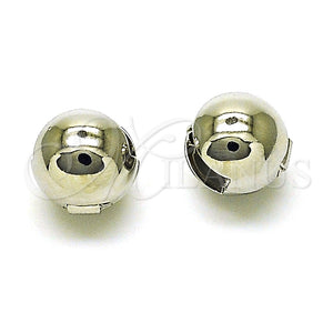 Argolla Huggie 02.156.0675.1.12 Rodio Laminado, Diseño de Bola y Hueco, Pulido, Rodinado