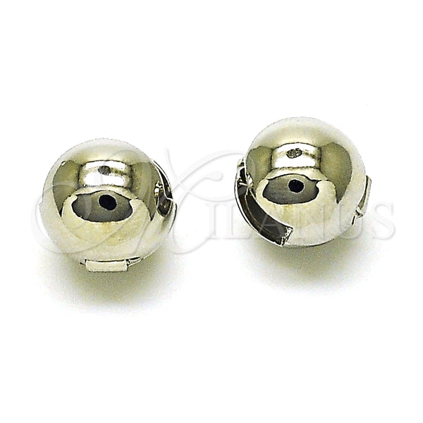 Argolla Huggie 02.156.0675.1.12 Rodio Laminado, Diseño de Bola y Hueco, Pulido, Rodinado
