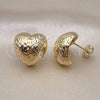 Arete Dormilona 02.163.0324 Oro Laminado, Diseño de Corazón, Diamantado, Tono Dorado