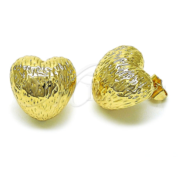 Arete Dormilona 02.163.0324 Oro Laminado, Diseño de Corazón, Diamantado, Tono Dorado