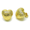Arete Dormilona 02.163.0324 Oro Laminado, Diseño de Corazón, Diamantado, Tono Dorado