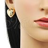 Arete Dormilona 02.163.0325 Oro Laminado, Diseño de Corazón, Pulido, Tono Dorado