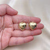 Arete Dormilona 02.163.0325 Oro Laminado, Diseño de Corazón, Pulido, Tono Dorado