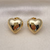 Arete Dormilona 02.163.0325 Oro Laminado, Diseño de Corazón, Pulido, Tono Dorado