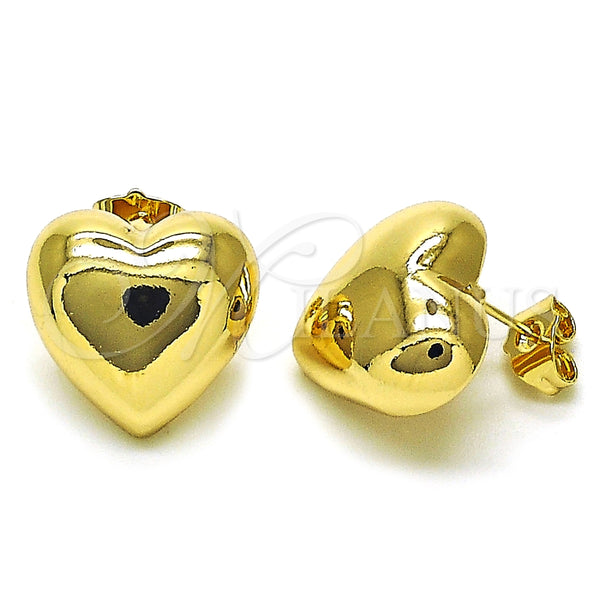 Arete Dormilona 02.163.0325 Oro Laminado, Diseño de Corazón, Pulido, Tono Dorado